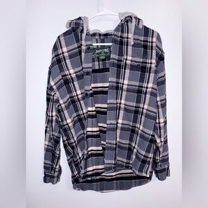 American Eagle Outfitters Plaid Jacket - Black and Cream
